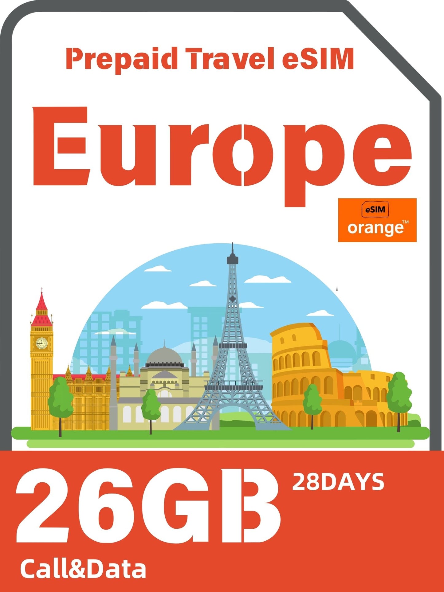 Europe Prepaid Travel eSIM Card - Orange