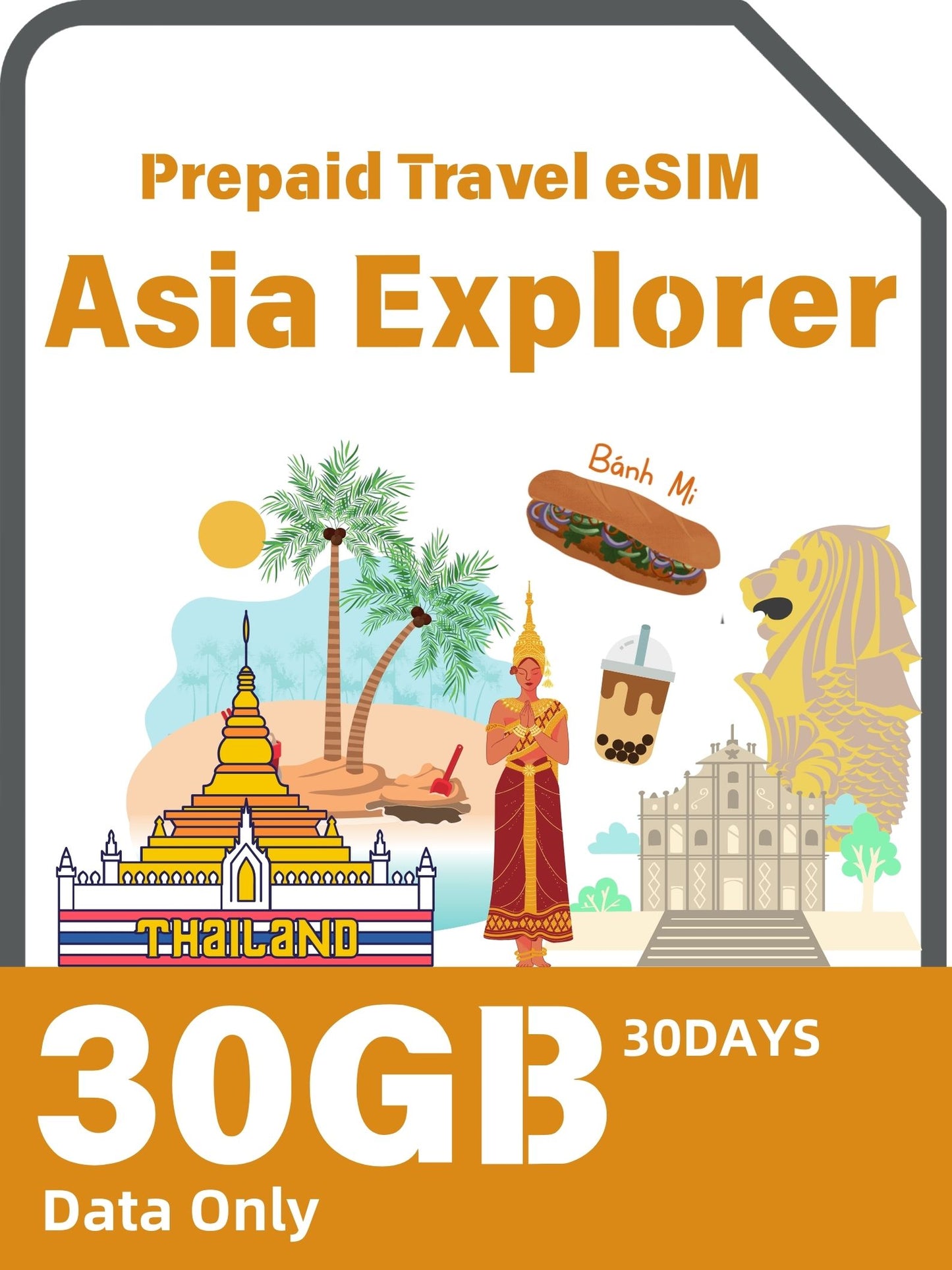 Asia Explorer Prepaid Travel eSIM Card - 10 Destinations