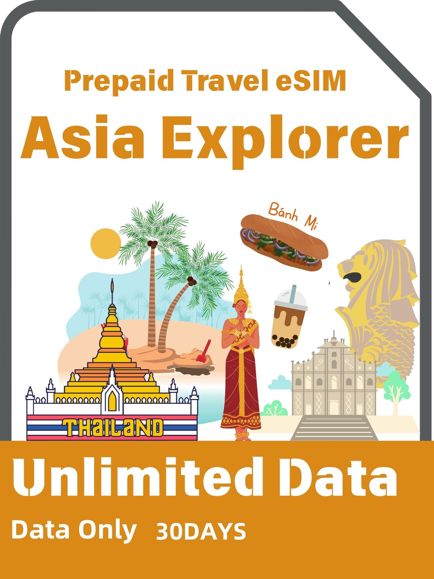 Asia Explorer Prepaid Travel eSIM Card - 10 Destinations