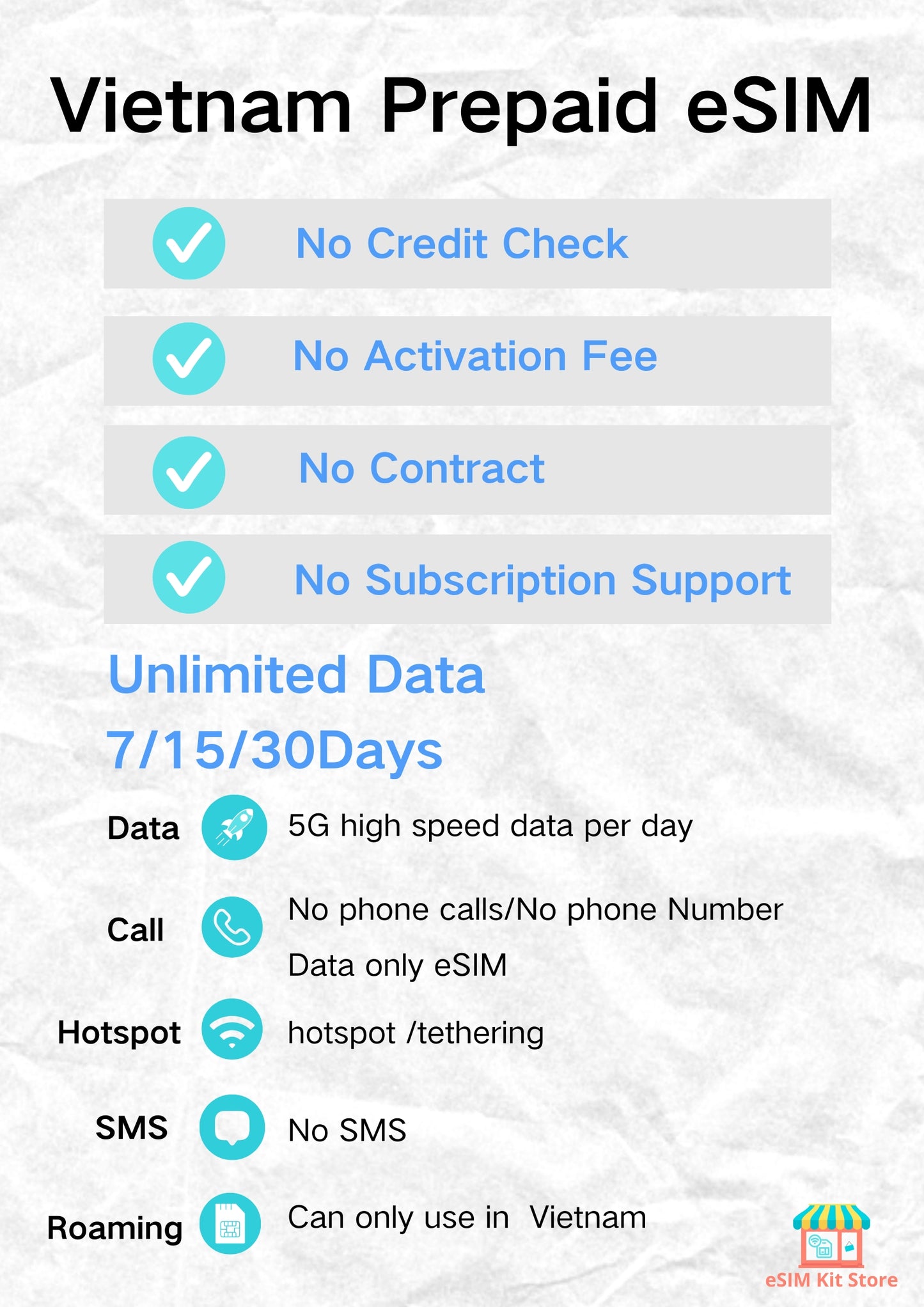 Vietnam Prepaid Travel eSIM Card