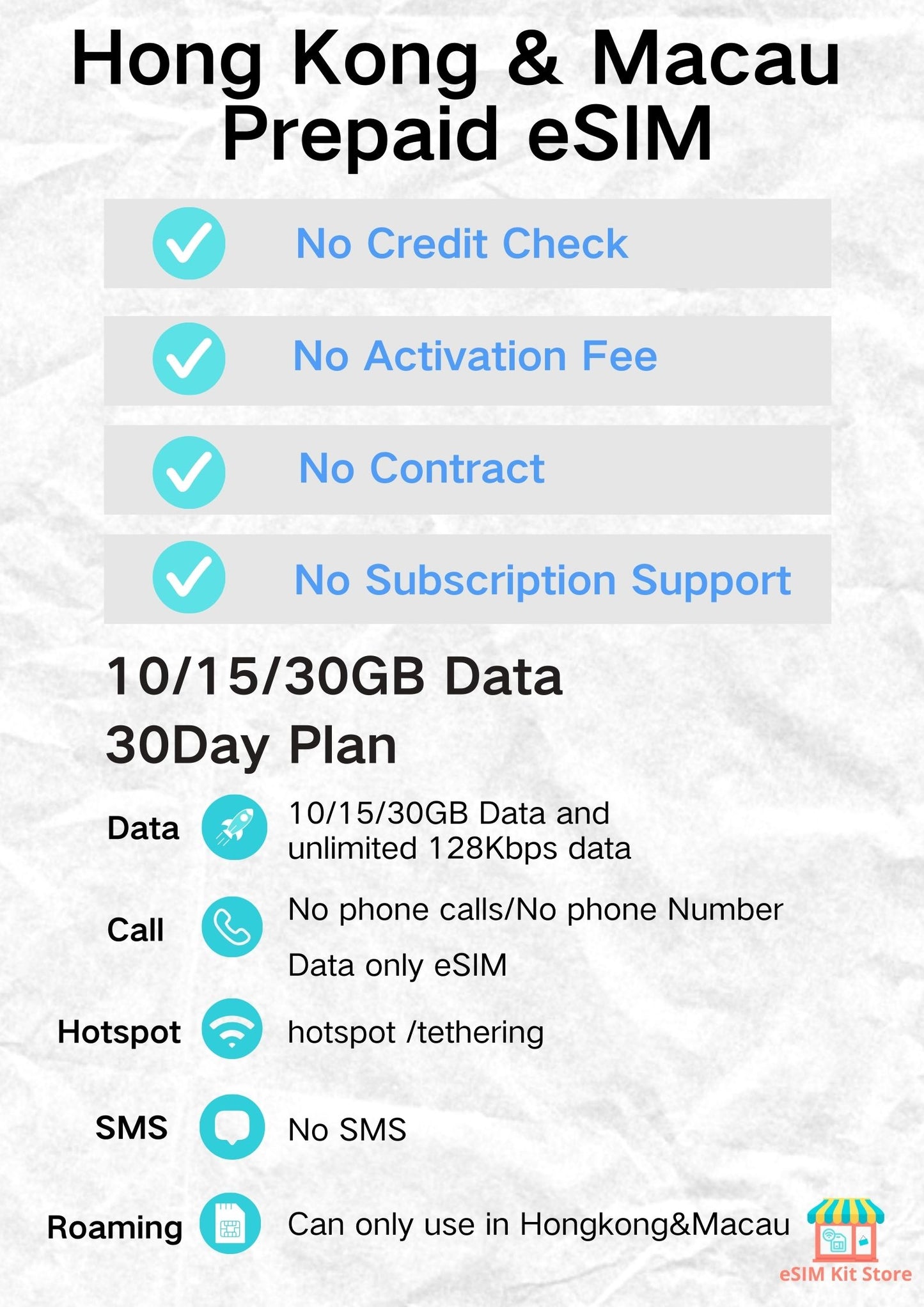 Hong Kong & Macau Prepaid Travel eSIM Card