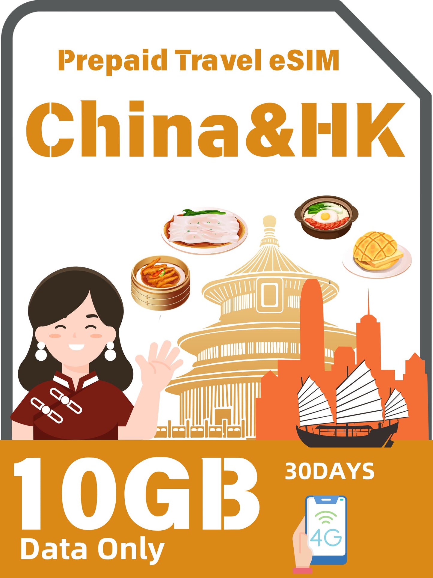 China & Hong Kong Prepaid Travel eSIM Card