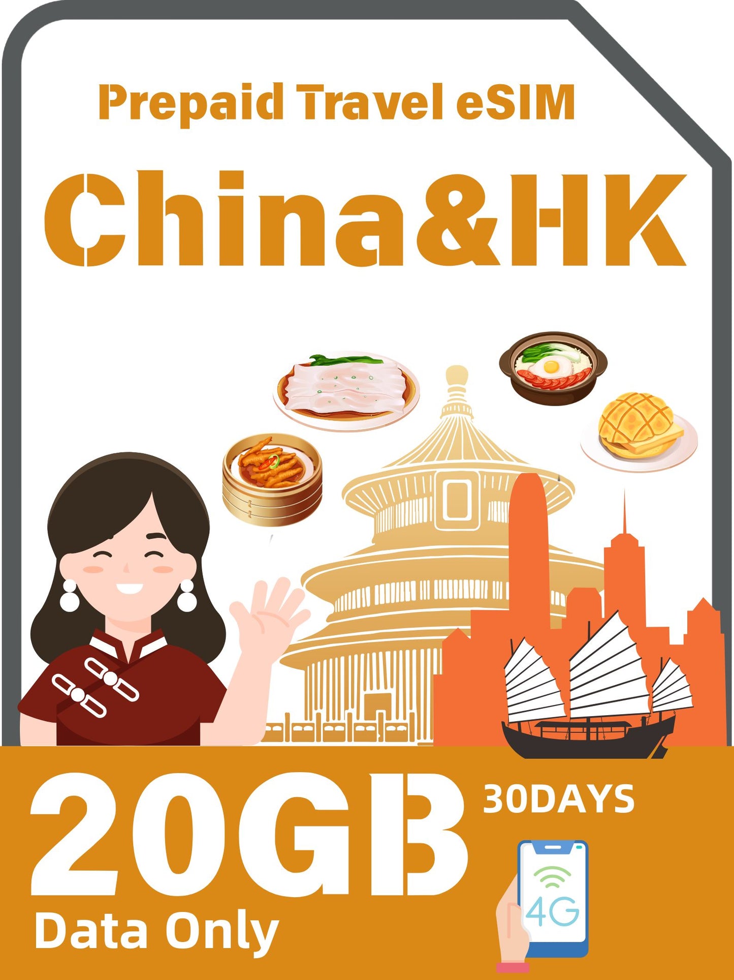 China & Hong Kong Prepaid Travel eSIM Card