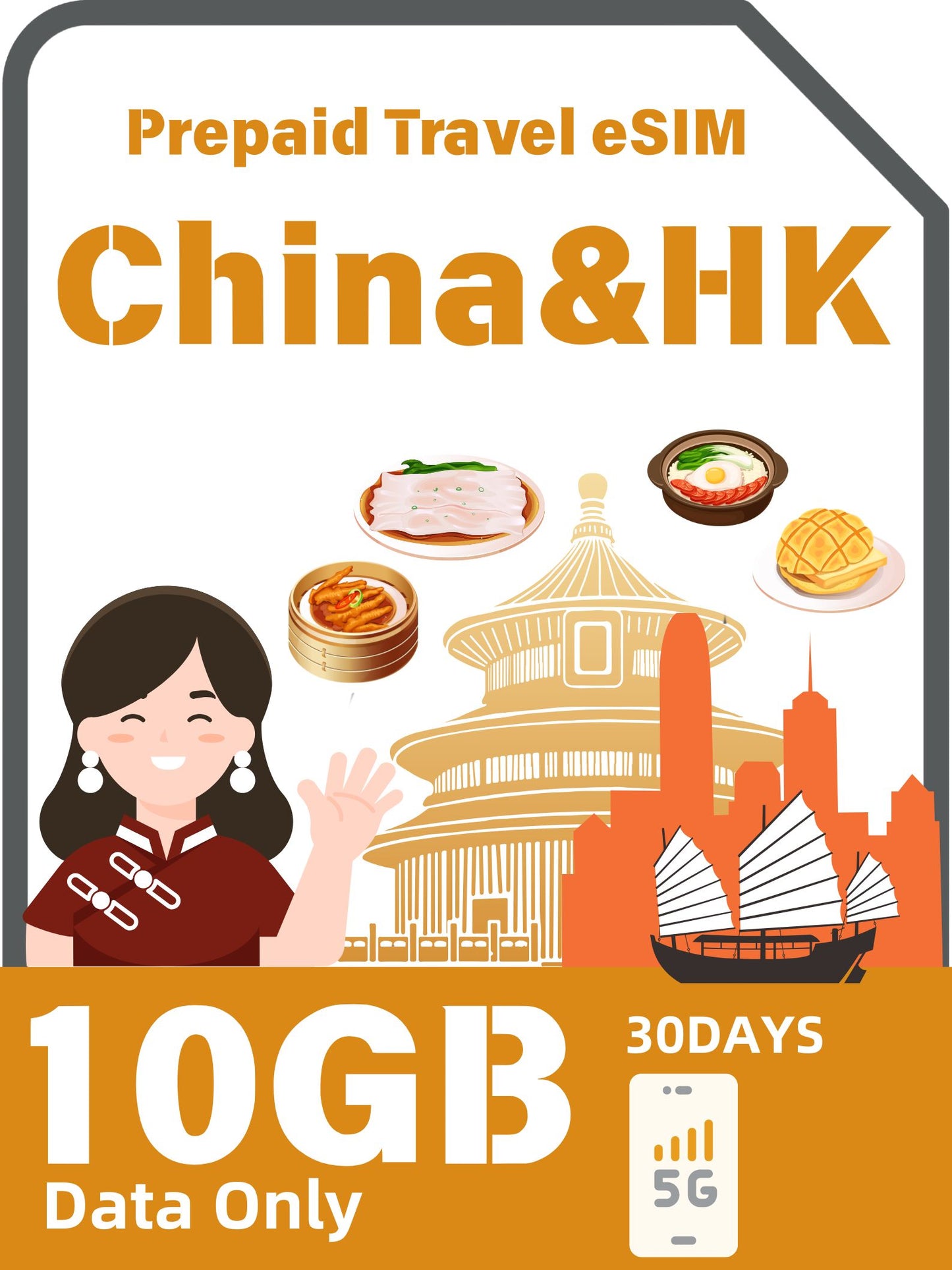 China & Hong Kong Prepaid Travel eSIM Card