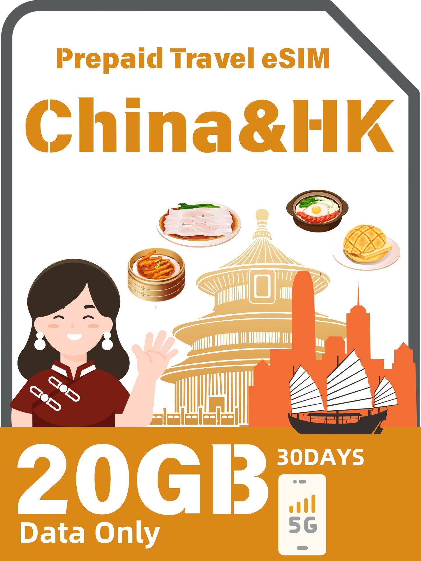 China & Hong Kong Prepaid Travel eSIM Card