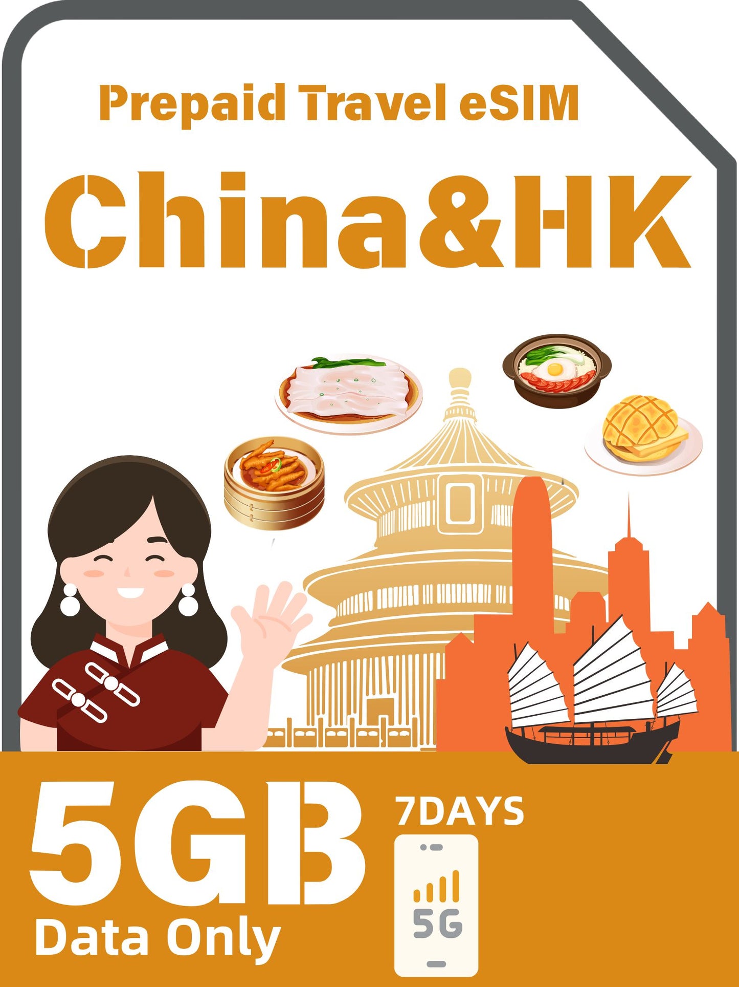 China & Hong Kong Prepaid Travel eSIM Card