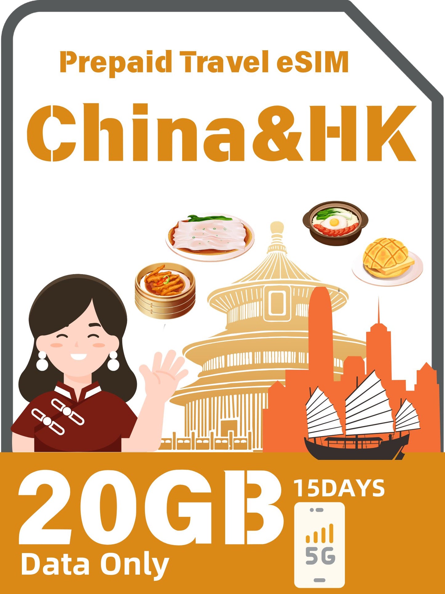 China & Hong Kong Prepaid Travel eSIM Card