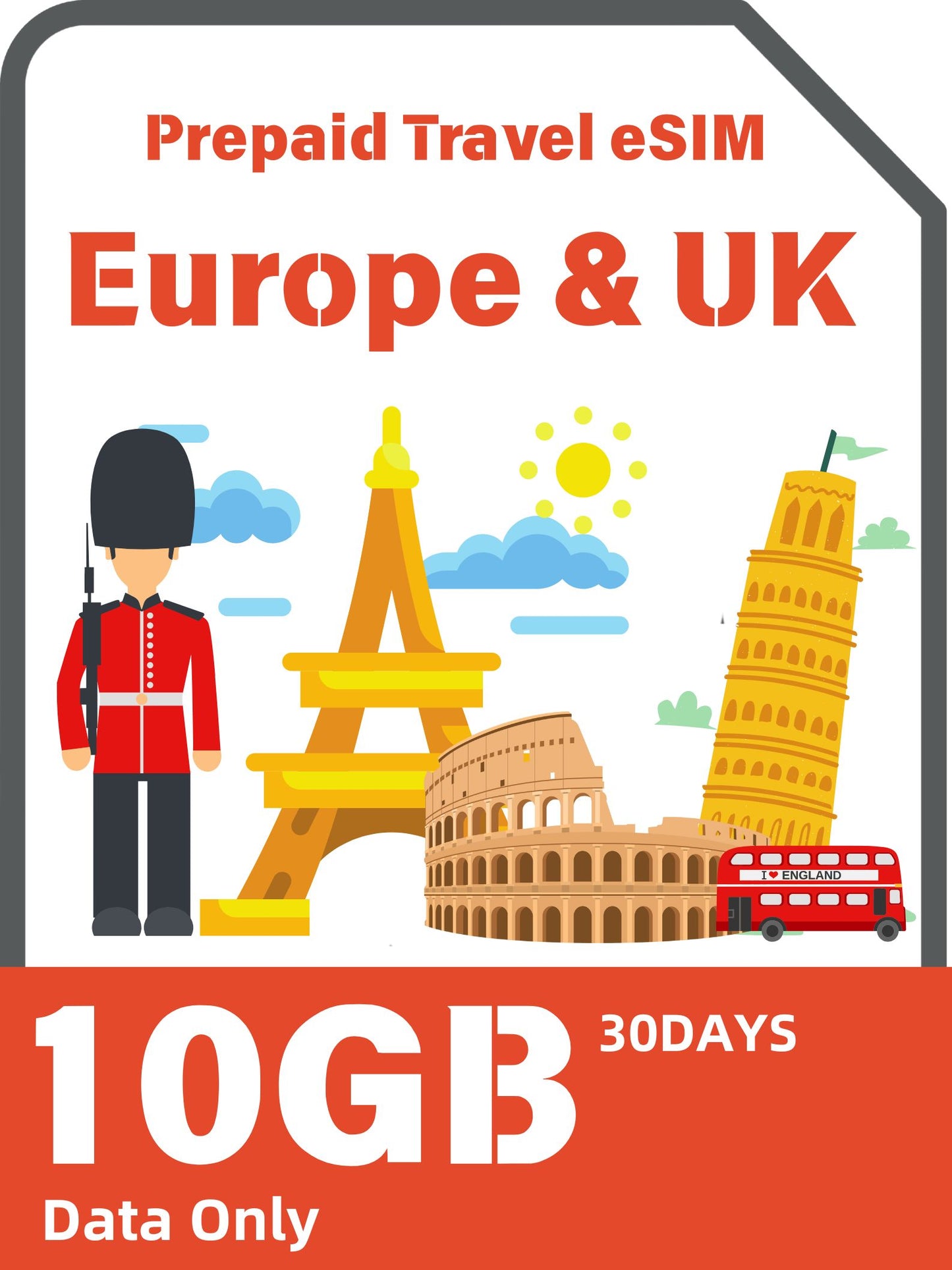 Europe & UK Prepaid Travel eSIM Card