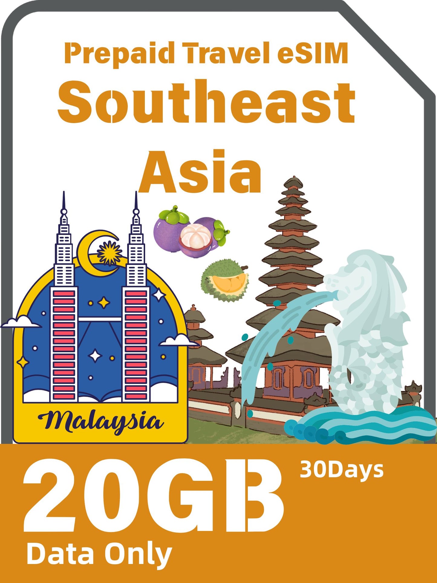 Southeast Asia Prepaid Travel eSIM Card - 3 Destinations