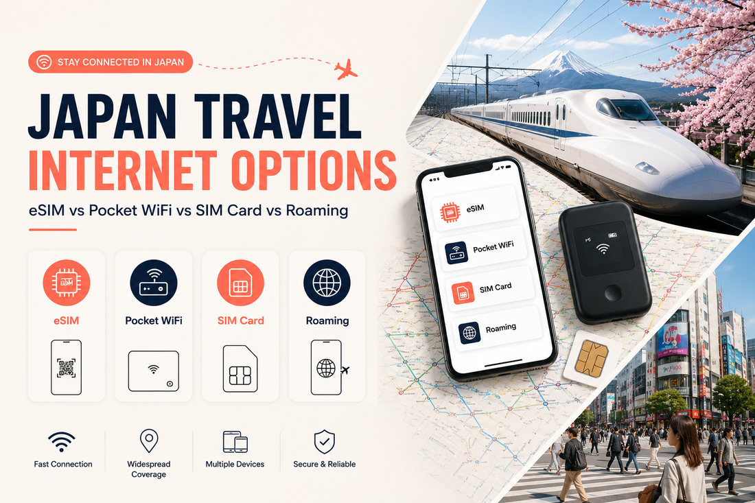 日本旅遊上網怎麼選？eSIM、Pocket WiFi、SIM 卡與漫遊完整比較 2026
