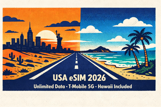 美國無限流量 eSIM 2026 推薦｜含夏威夷・含電話號碼・T-Mobile 5G（HK$161起）