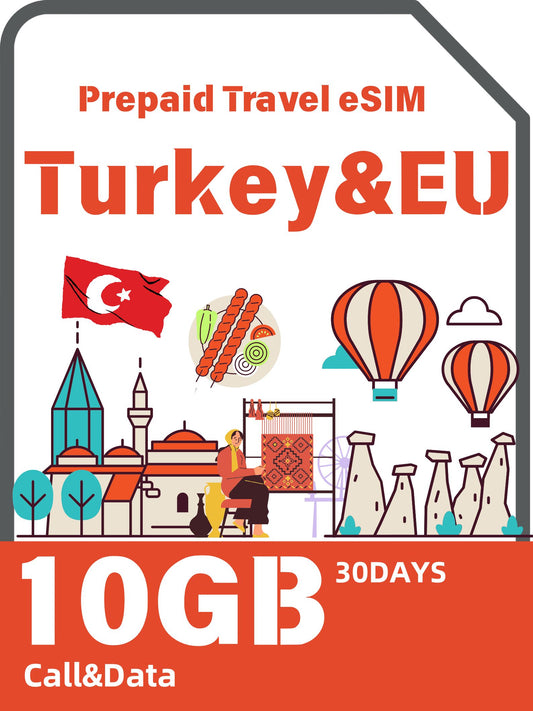 Turkey & Europe Prepaid Travel eSIM Card