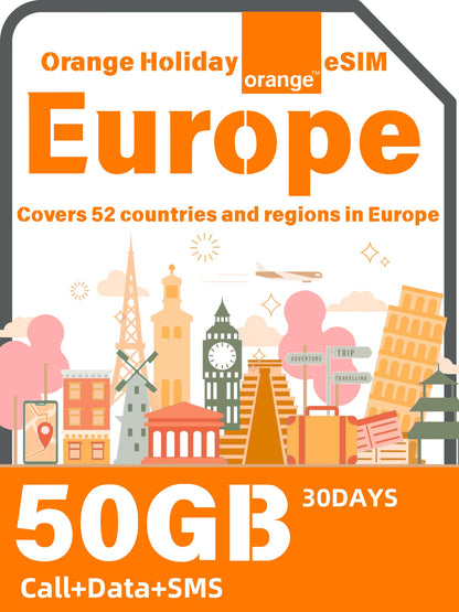 歐洲 Orange Holiday Europe 30天預付旅遊 eSIM