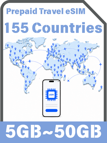 Global 155 Countries & Regions Prepaid Travel eSIM