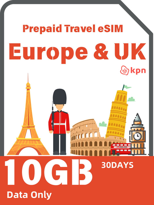 Europe & UK Prepaid Travel eSIM Card - KPN