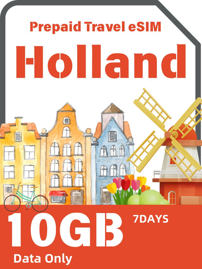 Dutch / Netherlands Prepaid Travel eSIM Card