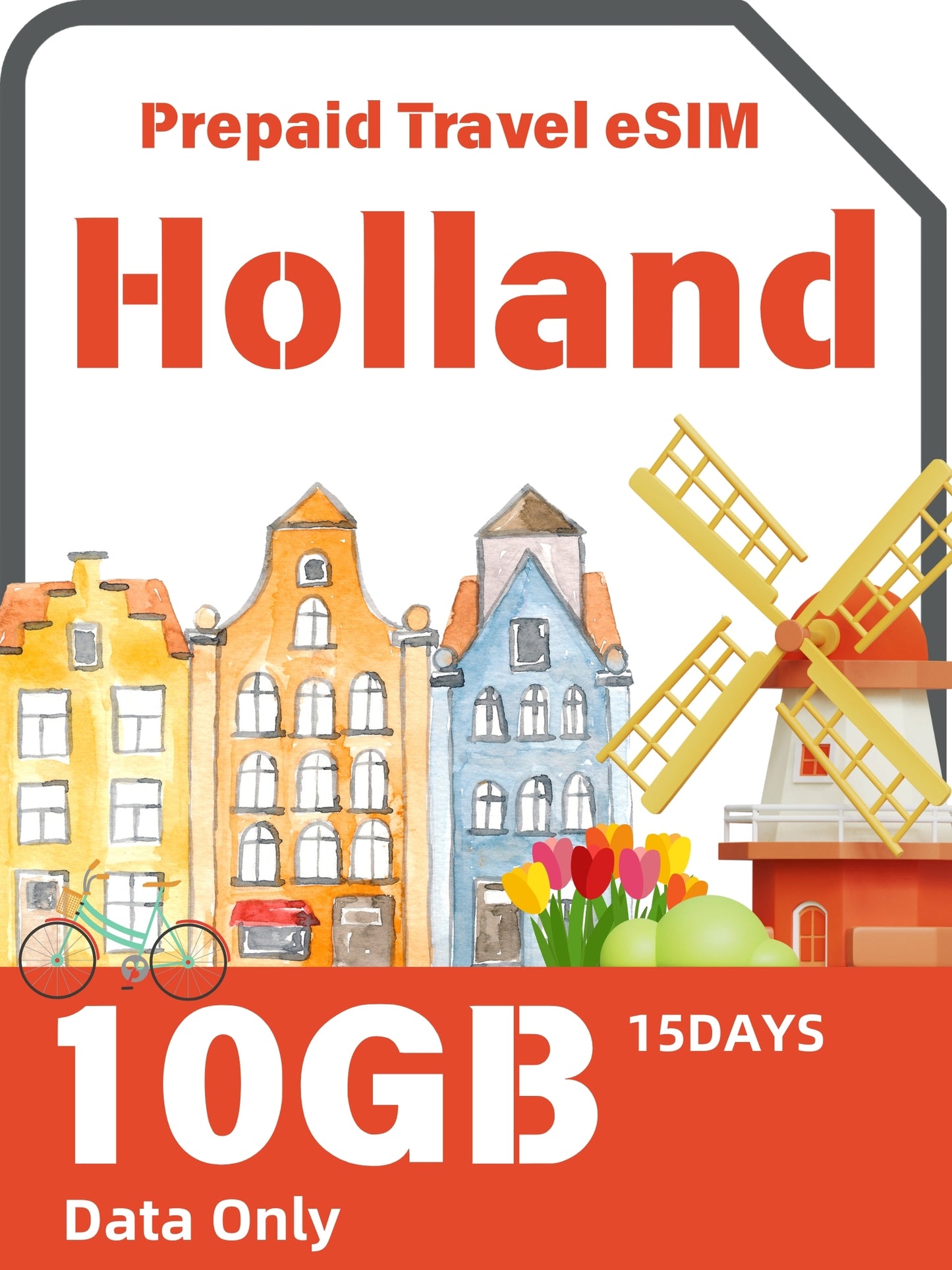 Dutch / Netherlands Prepaid Travel eSIM Card