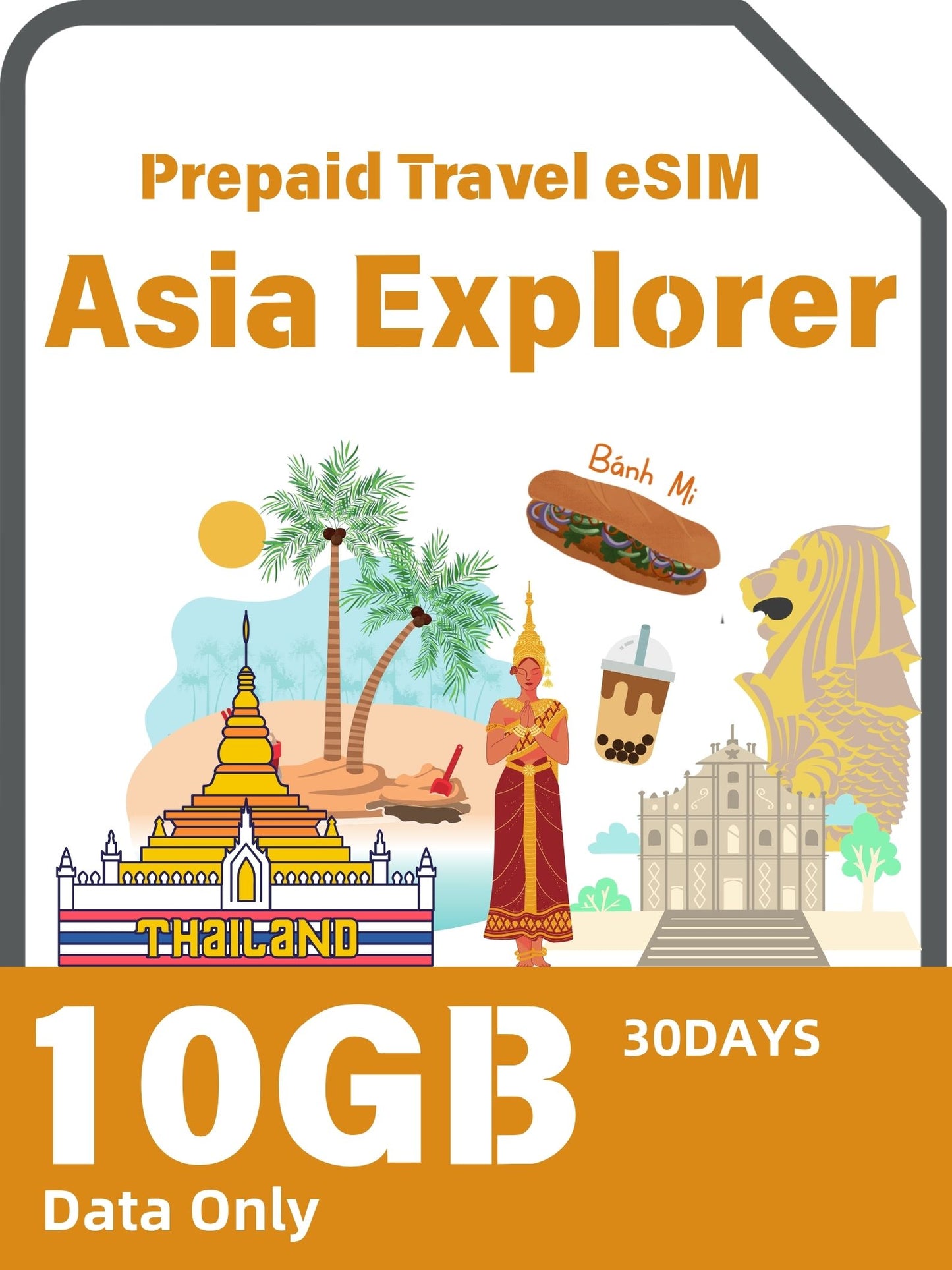 Asia Explorer Prepaid Travel eSIM Card - 10 Destinations