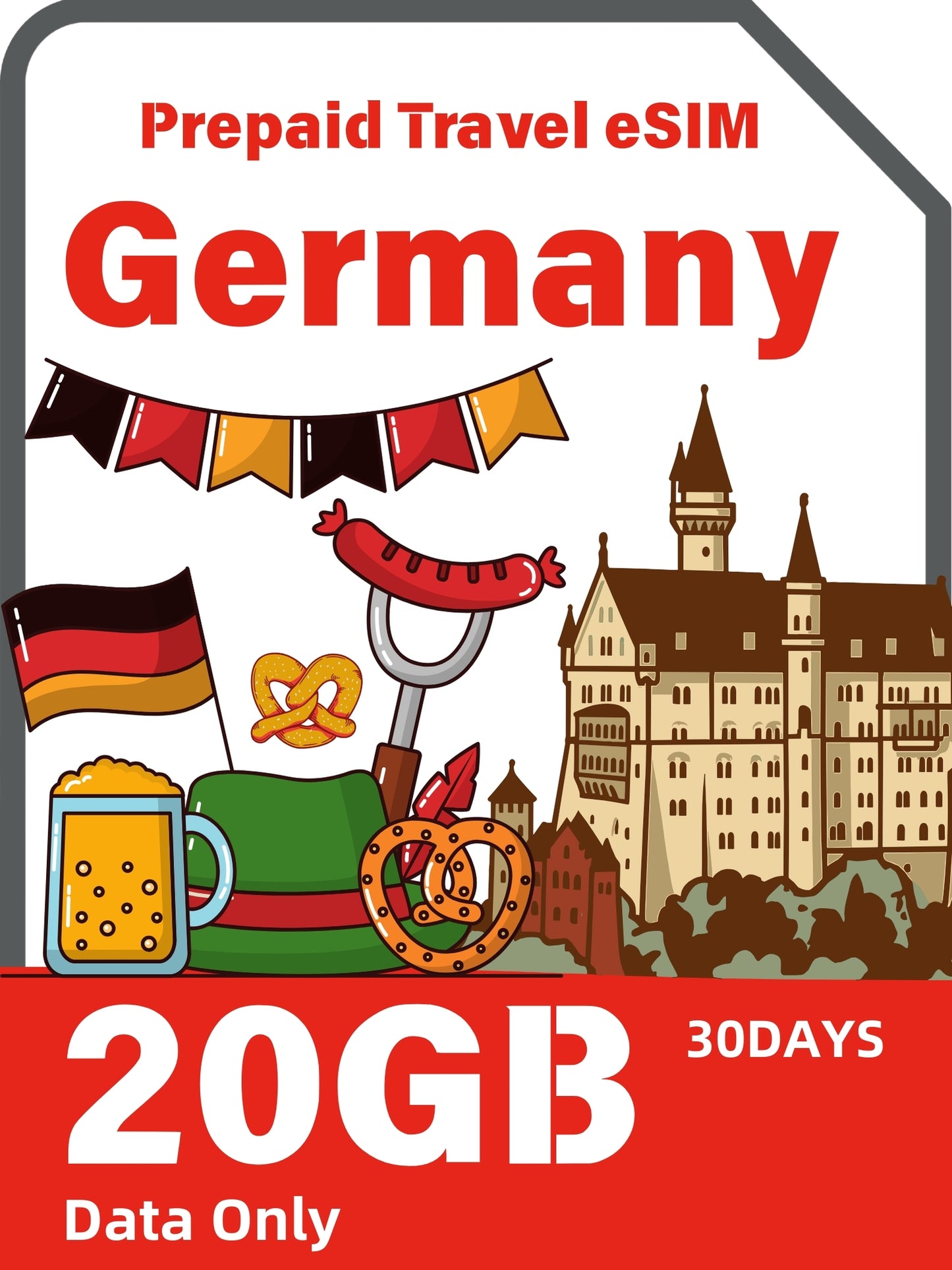 German / Germany Prepaid Travel eSIM Card