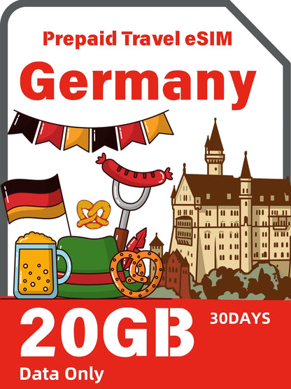 German / Germany Prepaid Travel eSIM Card