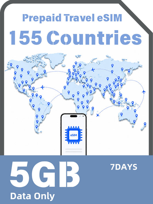 Global 155 Countries & Regions Prepaid Travel eSIM