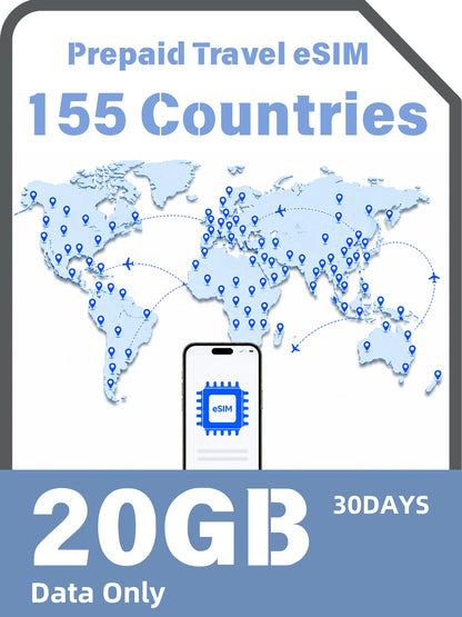 世界155か国・地域対応プリペイド旅行eSIM