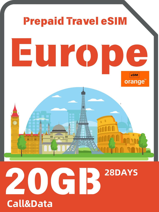 Europe Prepaid Travel eSIM Card - Orange