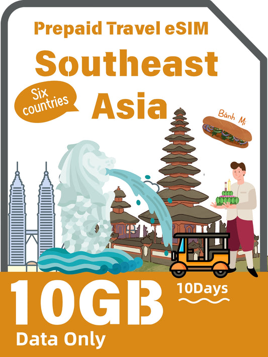 Southeast Asia Prepaid Travel eSIM Card-6 Countries