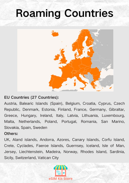 歐洲 Orange Holiday Europe 30天預付旅遊 eSIM