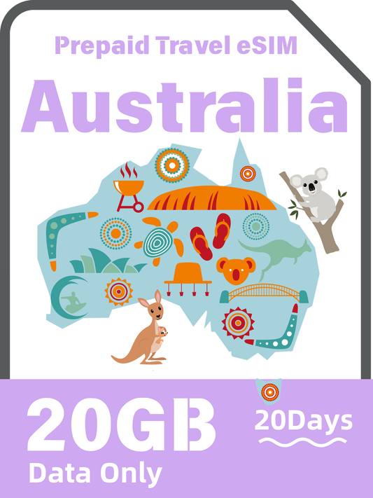 Australia Travel eSIM Card | Telstra 4G/5G with 1GB High-Speed Data per Day