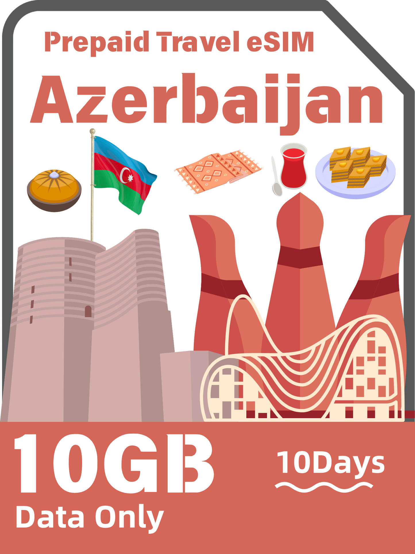 アゼルバイジャン旅行 eSIM カード｜Bakcell / Azercell 5G インターネットデータカード