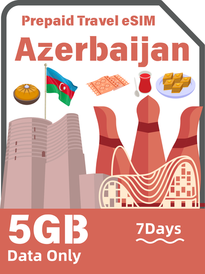 アゼルバイジャン旅行 eSIM カード｜Bakcell / Azercell 5G インターネットデータカード