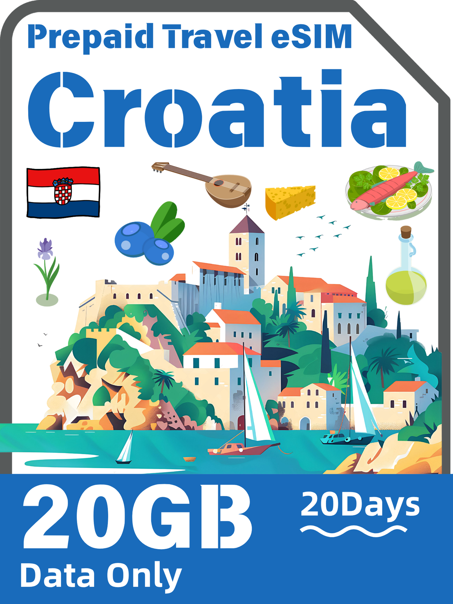 克羅地亞 Tele2 5G 純數據預付旅行 eSIM｜5GB–30GB｜7–30 天方案