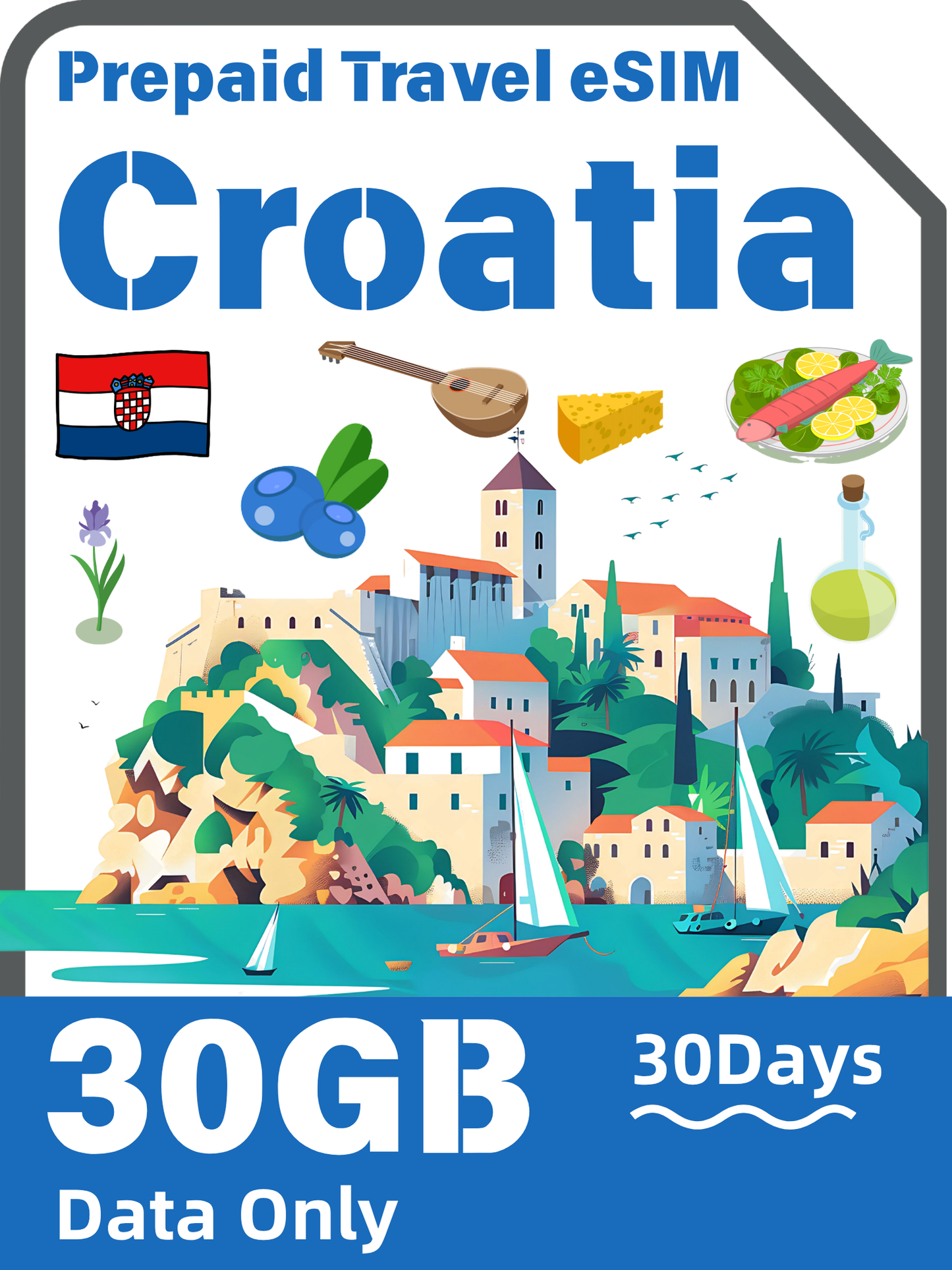 克羅地亞 Tele2 5G 純數據預付旅行 eSIM｜5GB–30GB｜7–30 天方案