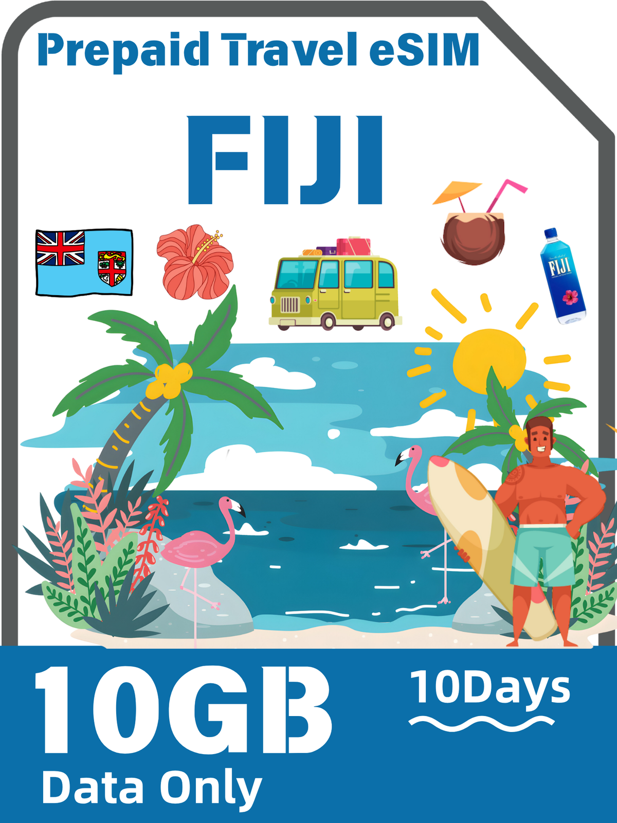 Fiji Prepaid Travel eSIM | Vodafone 4G | 3GB–20GB + Unlimited Data