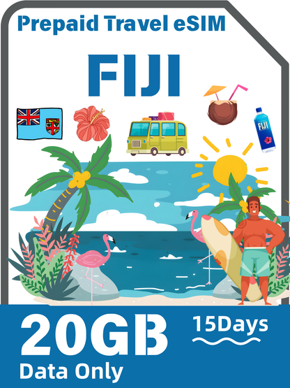 Fiji Prepaid Travel eSIM | Vodafone 4G | 3GB–20GB + Unlimited Data