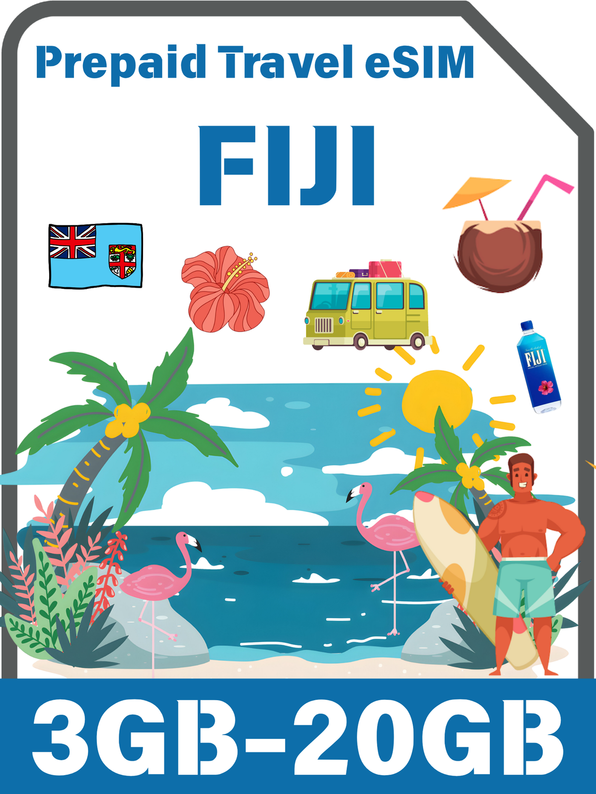 Fiji Prepaid Travel eSIM | Vodafone 4G | 3GB–20GB + Unlimited Data