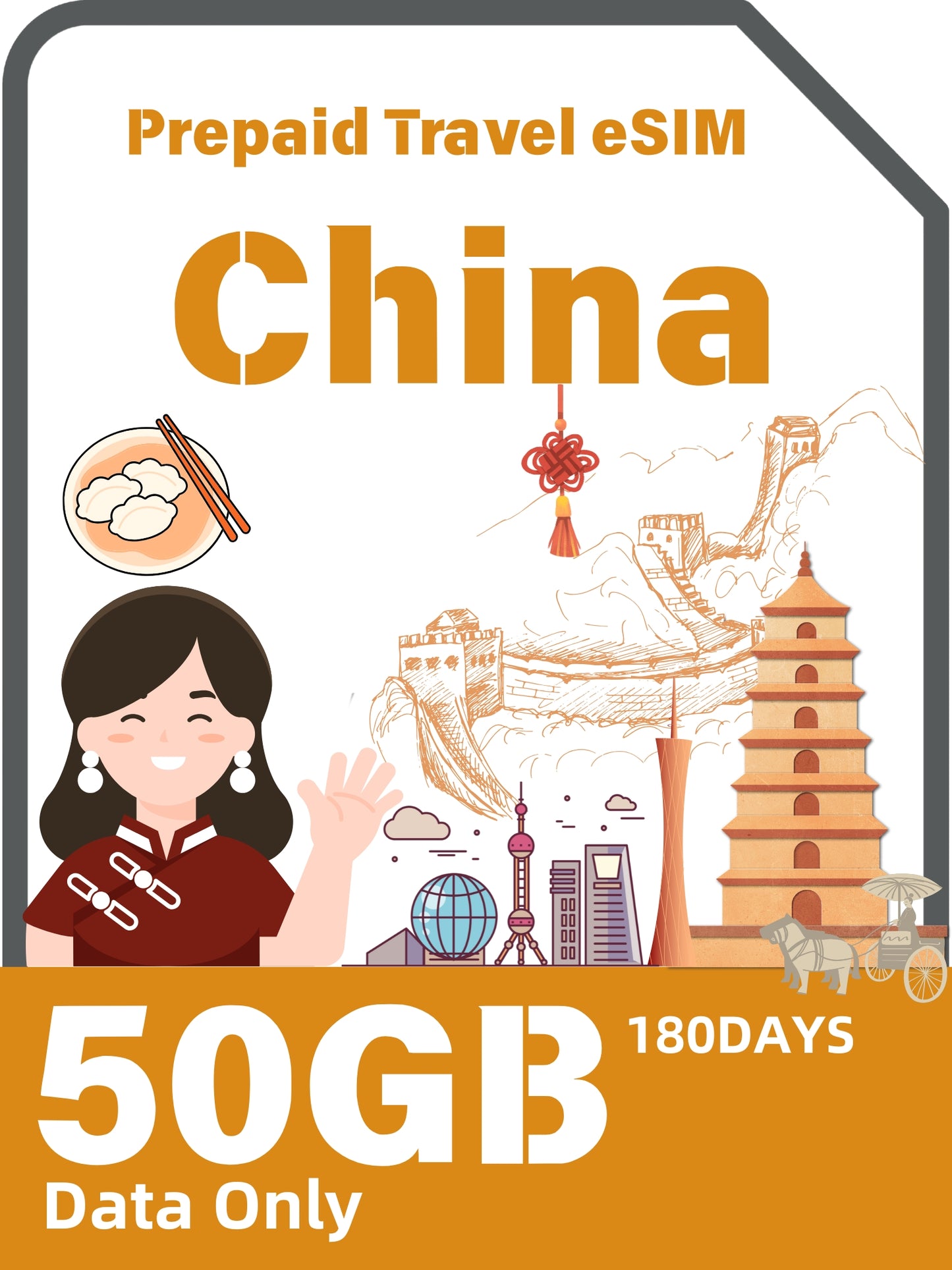China Prepaid Travel eSIM Card 