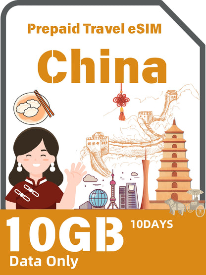 China Prepaid Travel eSIM Card 