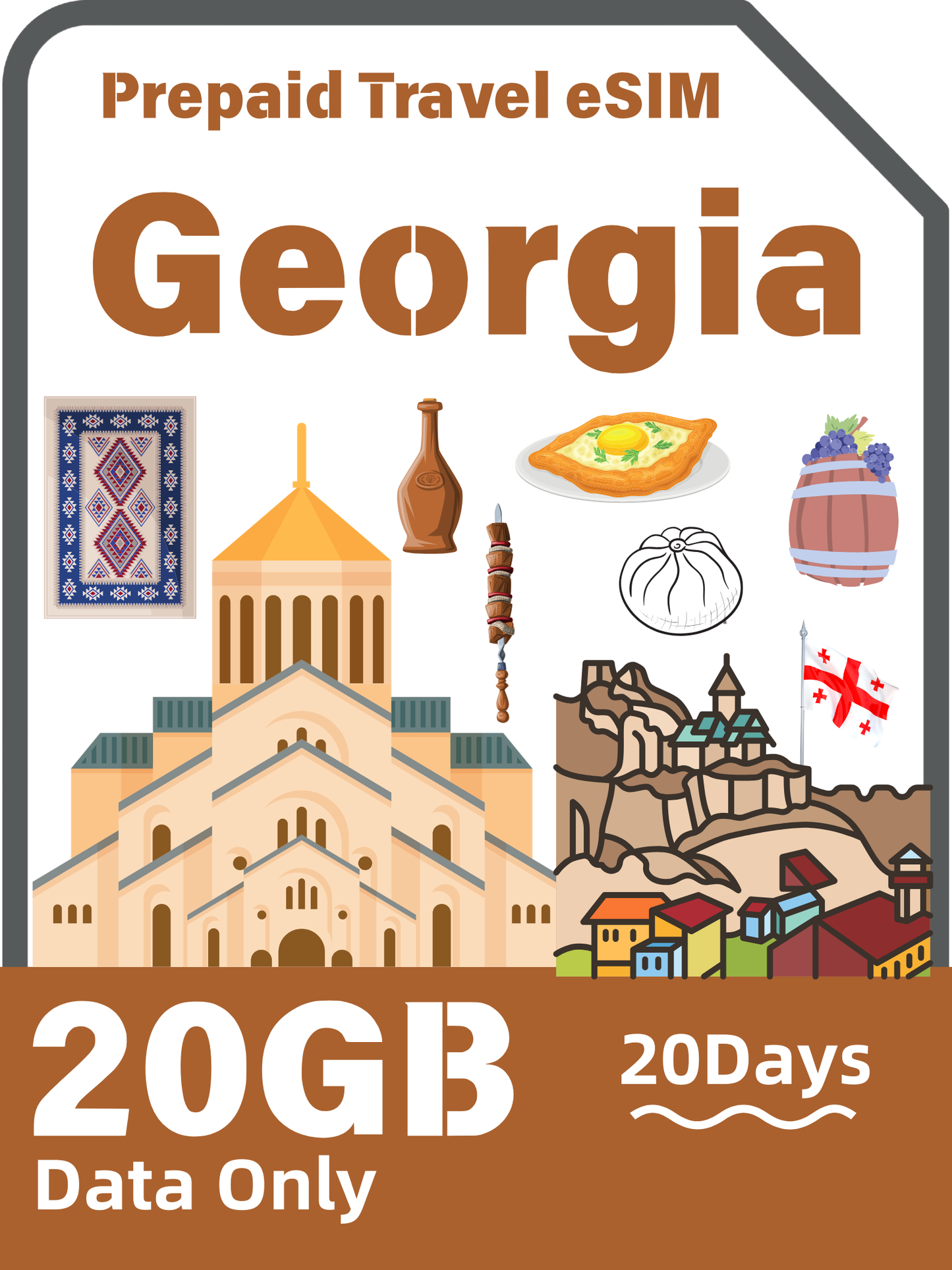 Georgia Travel eSIM Card | 4G/LTE Prepaid Data Plan