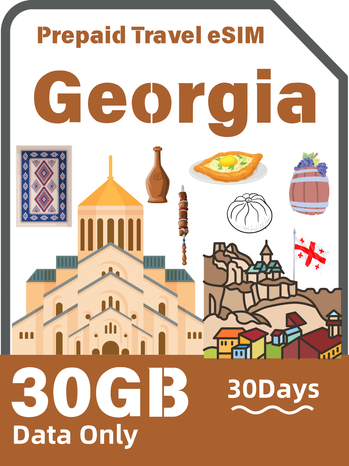 Georgia Travel eSIM Card | 4G/LTE Prepaid Data Plan