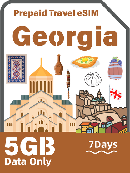 Georgia Travel eSIM Card | 4G/LTE Prepaid Data Plan