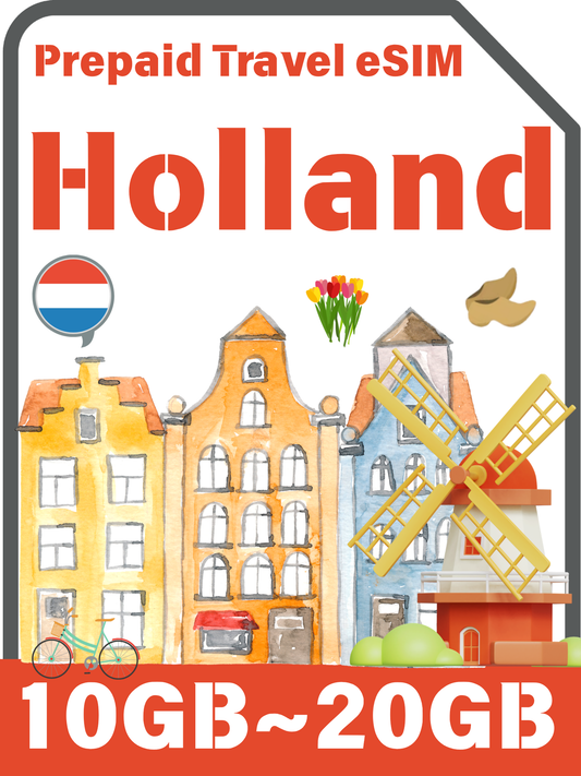 Dutch / Netherlands Prepaid Travel eSIM Card