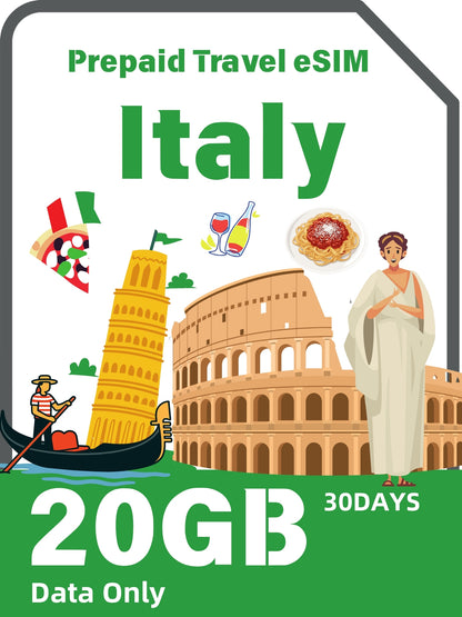 イタリア プリペイド旅行用 eSIM カード