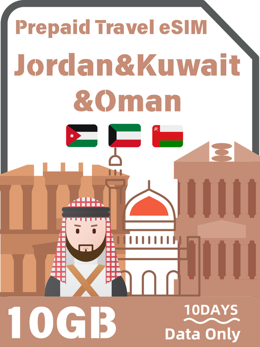 Jordan&Kuwait&Oman Prepaid Travel eSIM Card 