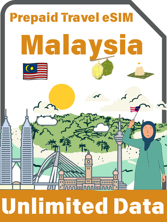 Malaysia Prepaid Travel eSIM Card for Tourists | 10GB-30GB & Unlimited Data