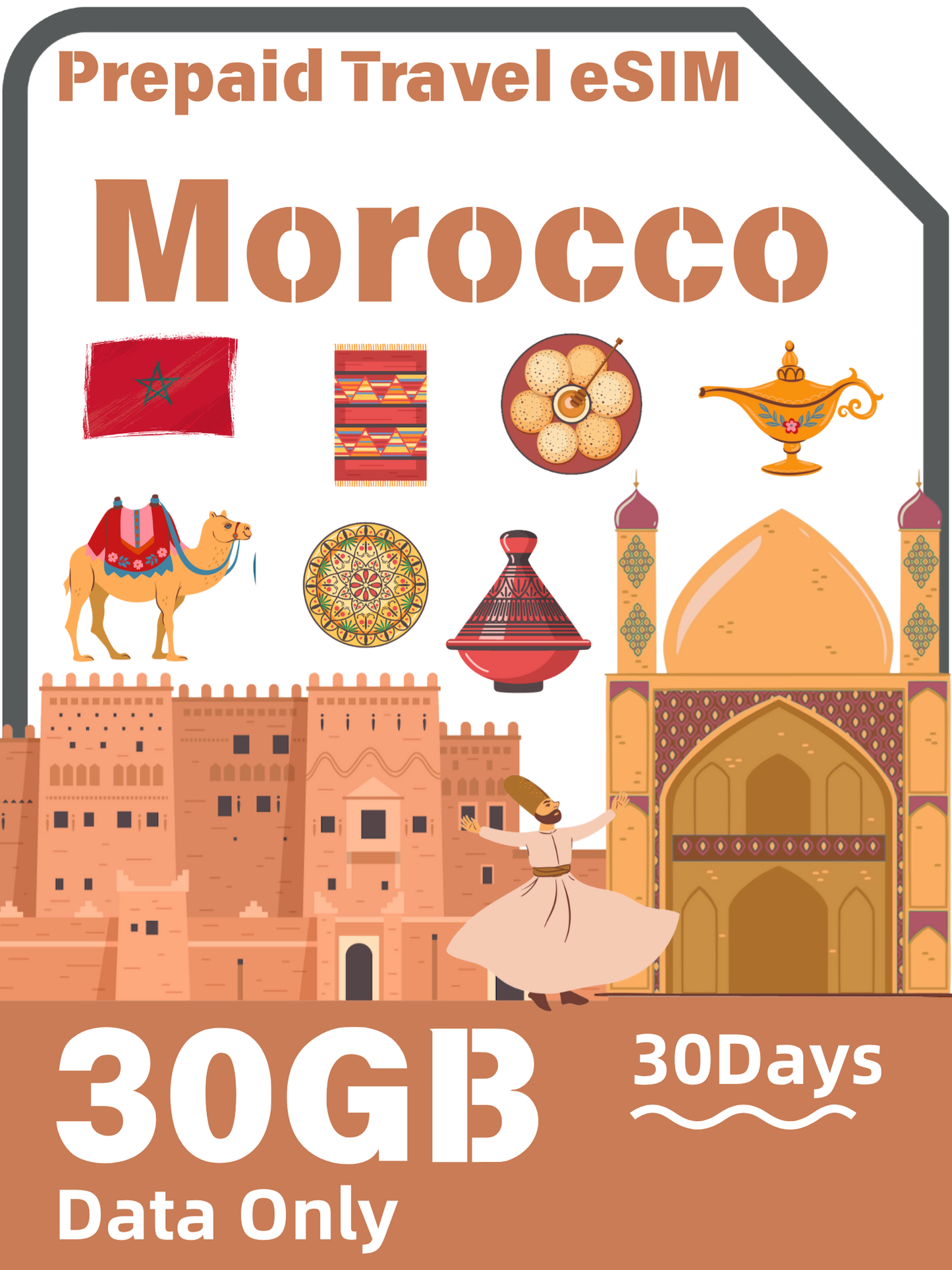 モロッコ旅行 eSIM｜IAM 4G 無制限データプラン