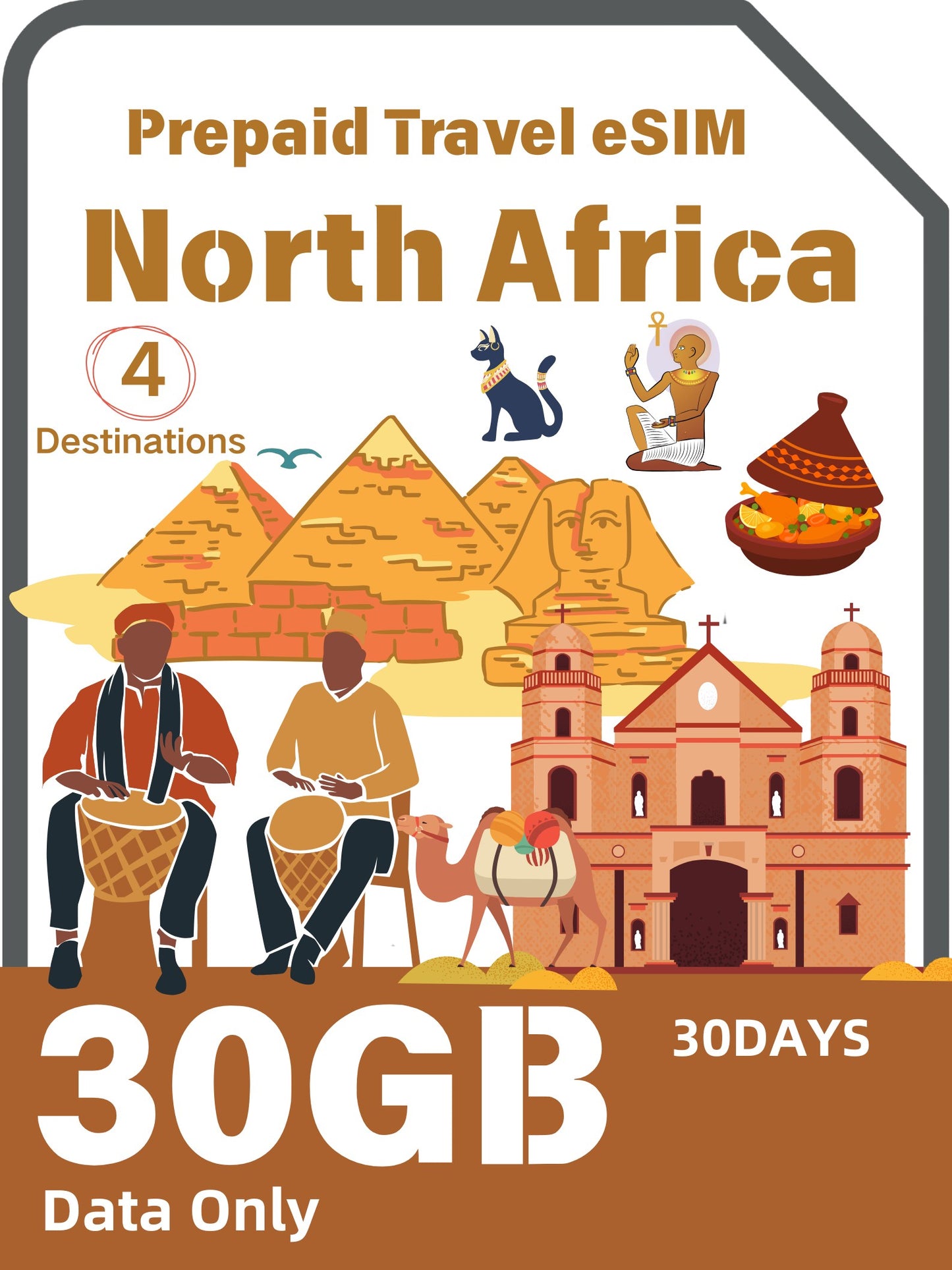 北アフリカ4か国対応プリペイド旅行eSIM｜モロッコ・エジプト・アルジェリア・チュニジア