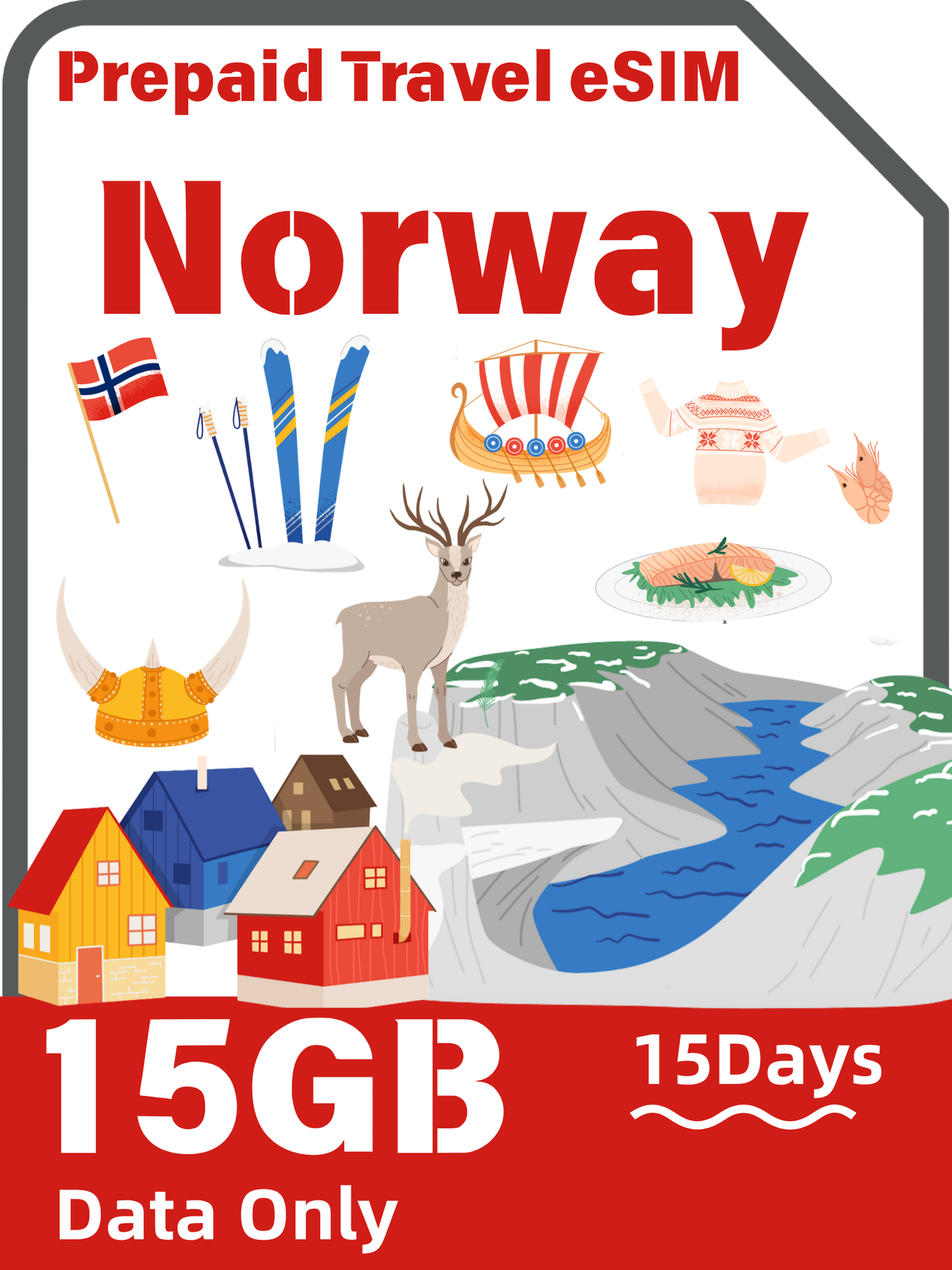 ノルウェー Telia 5G 無制限データ専用プリペイド旅行用 eSIM