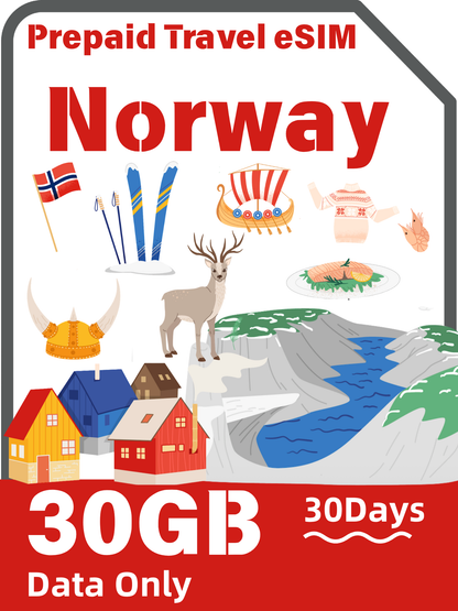 ノルウェー Telia 5G 無制限データ専用プリペイド旅行用 eSIM